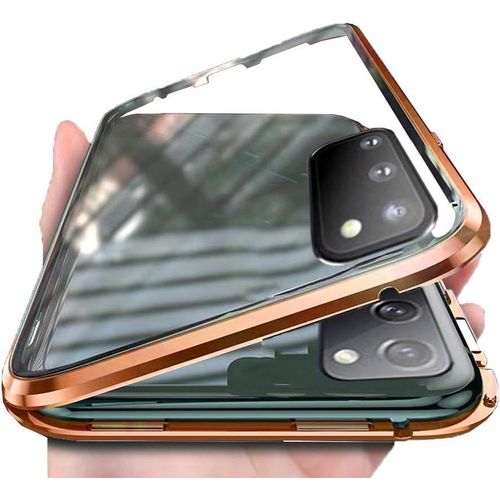 Coque Magnétique Pour Samsung Galaxy S20 Fe Avec Verre Trempé 9h Avant/Arrière, Cadre Métallique Antichoc Et Protection 360° - Orange