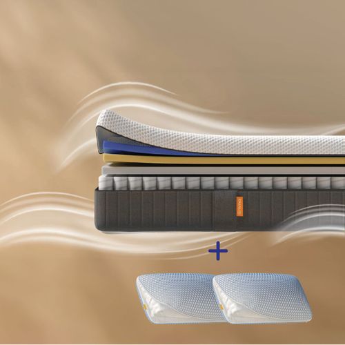 EMMA | Pack Matelas Hybride II Plus 180x200 + Oreiller Nuage Elite 70x40 | Mémoire de Forme + Ressorts | Housse Plus Respirante