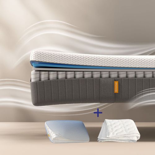 EMMA | Pack Matelas Original II Plus 90x200 + Oreiller Nuage Elite + Couette | Ressorts + Mémoire de Forme | Housse Plus Respirante