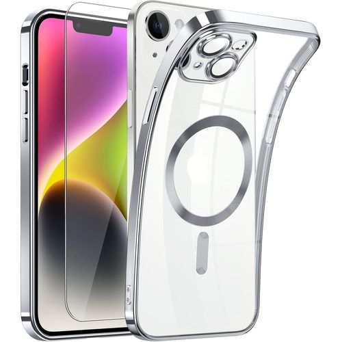 Coque Magnétique Iphone 14 Magsafe Ultra Mince En Silicone Transparent Anti-Jaunissement - Protection Caméra Intégrale Avec Airbags Antichoc & Revêtement Anti-Rayures (Compatible Chargeurs Qi)