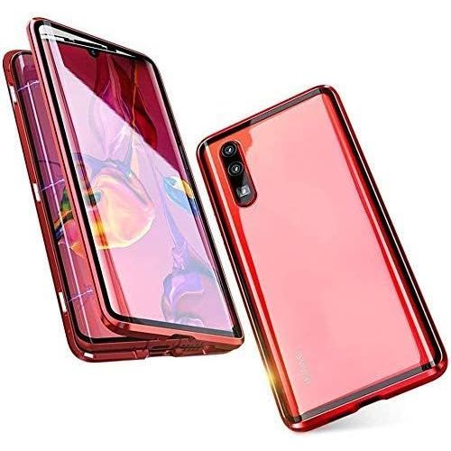 Coque Magnétique Pour Oneplus 8 Avec Cadre Aluminium, Verre Trempé Et Protection 360° Antichoc - Rouge