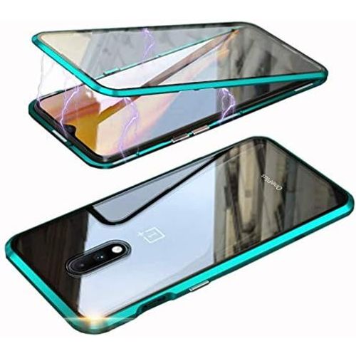 Coque Magnétique Pour Oneplus 8 Avec Verre Trempé Intégré - Protection 360° Antichoc, Cadre Aluminium Léger Et Design Personnalisé (Vert)