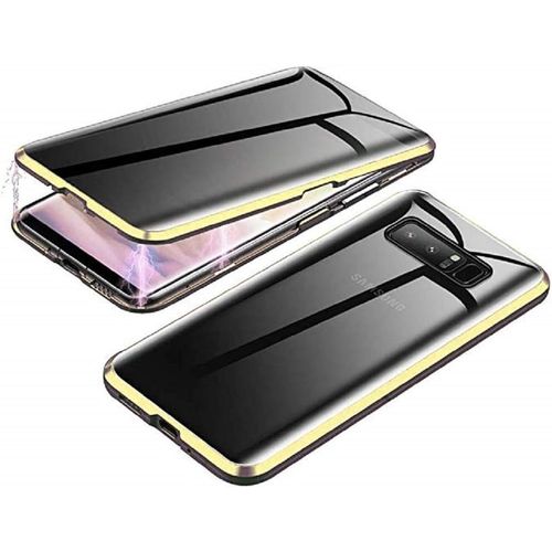 Coque Protection Anti Espion Pour Samsung Galaxy Note 8 - Verre Trempé Privé, Adsorption Magnétique, 360° Protection Antichoc Et Résistante Aux Rayures (Or)