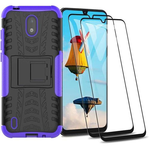 Coque Nokia 1.3 Antichoc 360° Avec Verre Trempé 9h, Support Intégré Et Protection Anti-Rayures - Violet