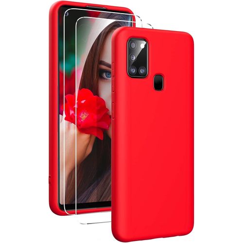 Coque Samsung Galaxy A21s Avec Verre Trempé, Housse Silicone Liquide Antichoc Ultra-Mince Et Facile À Nettoyer - Couleurs Premium Résistantes