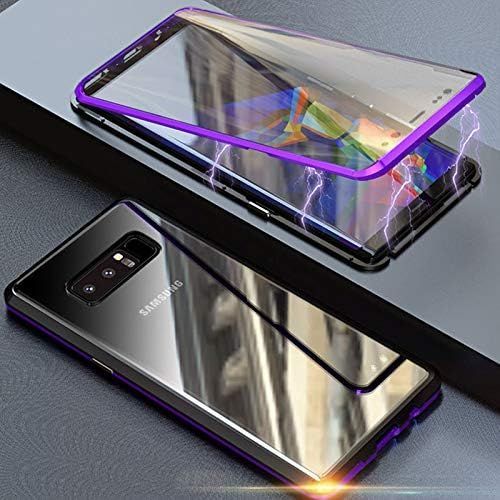 Coque Samsung Galaxy Note 8 Magnétique Avec Verre Trempé 9h, Cadre Métallique Ultra-Léger Slim Fit 360° - Protection Anti-Choc Anti-Rayures - Violet