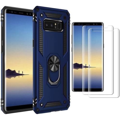 Coque Samsung Galaxy Note8 (2017) Housse Militaire Antichoc Avec Support Rotatif 360°, Verre Trempé, Tpu/Pc Et Découpes Précises - Bleu