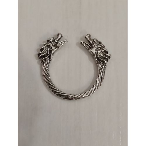 Bague Métal Argenté,Double Tête De Dragon,Bague Ouverte,Taille 16.56 Mm