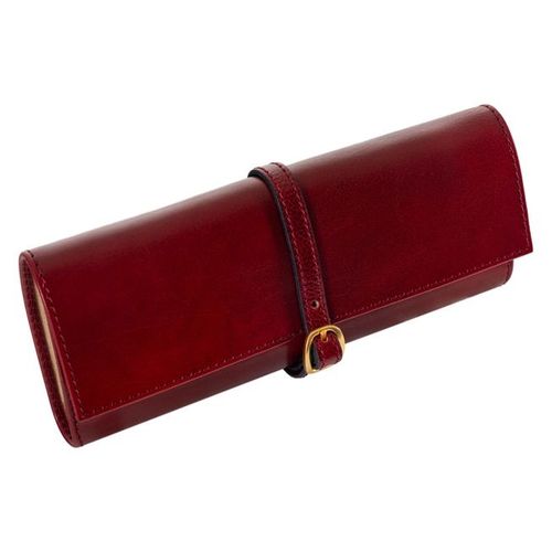 Porte-bijoux en cuir pour les voyages rouge Fabrique en Italie