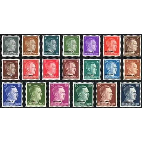 Allemagne, 3eme Reich 1941 / 43, Occupation Des Pays Baltes, Tres Belle Serie Neuve** Luxe Complete Timbres Yvert 21 À 38, Chancelier Hitler, Avec Les 2 Types De 10pf. Et De 12pf, Surcharge "Ostland".