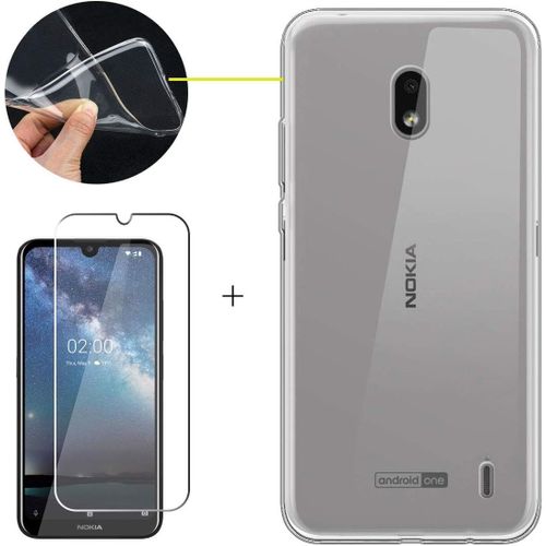 Coque Silicone Transparente Avec Verre Trempé Pour Nokia 2.2 - Ultra Mince, Protection Anti-Choc, Anti-Rayures, Installation Facile Sans Bulles