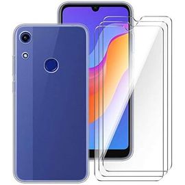 Coque Tpu Silicone Transparente Avec 3 Verres Trempés Pour Huawei Y6s - Housse Anti-Rayures, Protection Choc, Découpes Précises, Ultra Mince Et Sensibilité Tactile Haute Clarté