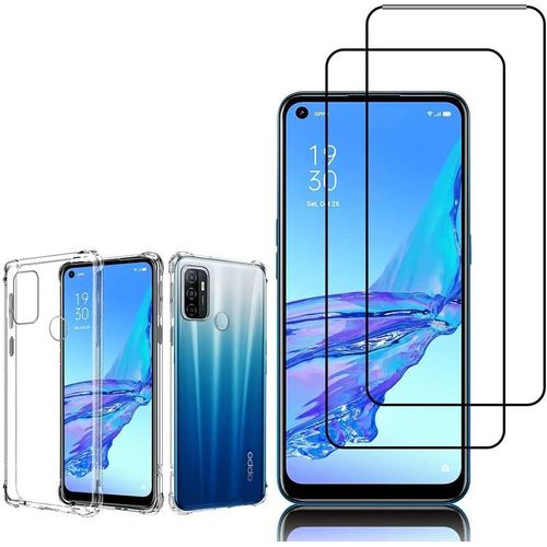 Coque Tpu Transparente Anti-Choc Avec Verre Trempé 9h Pour Oppo A53/A53s/A32/A33 (2020) - 2 Films, Protection Corners Renforcés, Antitraces Et Antijaunissement