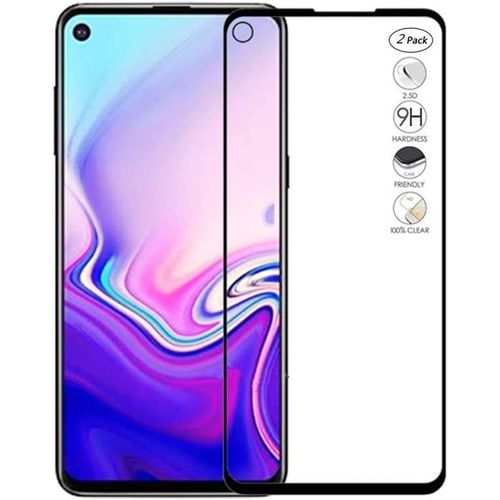 Écran De Protection En Verre Trempé Samsung Galaxy A8s 6.4 Pouces, 2 Pack Ultra Mince 0.3mm Dureté 9h, Couverture Totale Anti-Rayures Eau, Adhésif Complet Sans Bulles ¿ Noir
