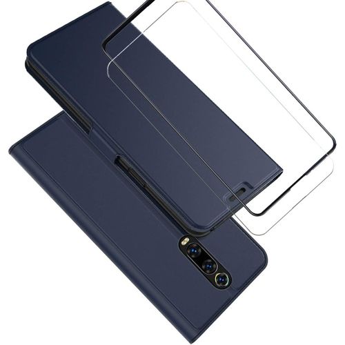 Coque Xiaomi Mi 9t Pro Housse Portefeuille Ultra Mince Aimant Intégré Avec Fente Carte, Support Magnétique Et Protection Écran - Cuir Pu Bleu Azur