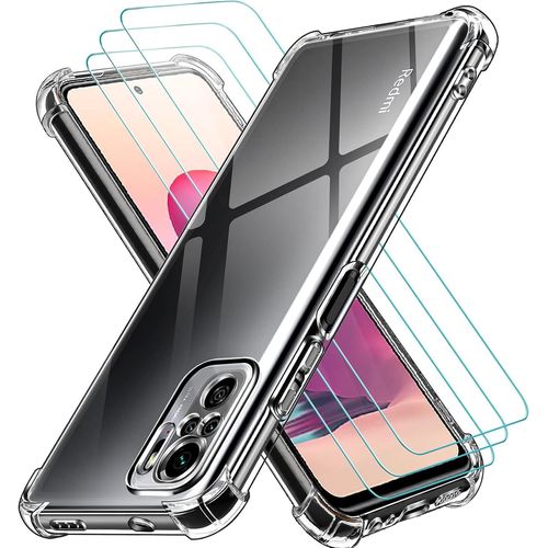 Coque Ultra Mince Pour Xiaomi Redmi Note 10s Avec 3 Protections Écran 9h - Housse Transparente Anti-Choc En Silicone Souple, Bordure Tpu Renforcée Et Protection Complète Caméra