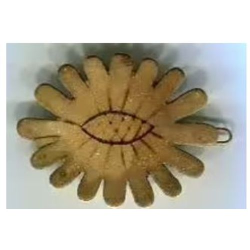 Broche Fantaisie - Imitation Cuir / Bois - En Plastique - Années 60