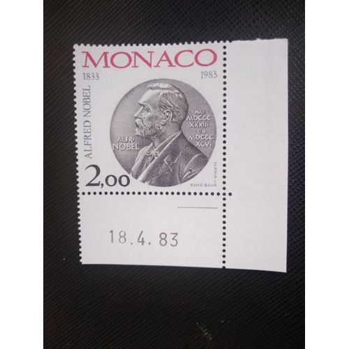 Timbre Monaco Yt 1401 150e Anniversaire De La Naissance D'alfred Nobel (1833-1896) 1983 (100309 )