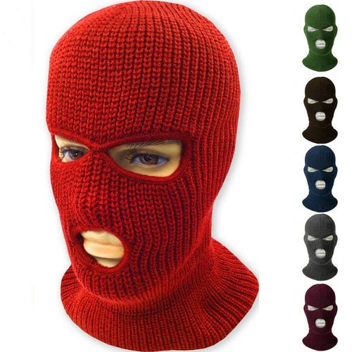 Masque Facial Integral Tricote A 3 Trous, Masque De Ski Elastique Chaud Pour L'hiver
