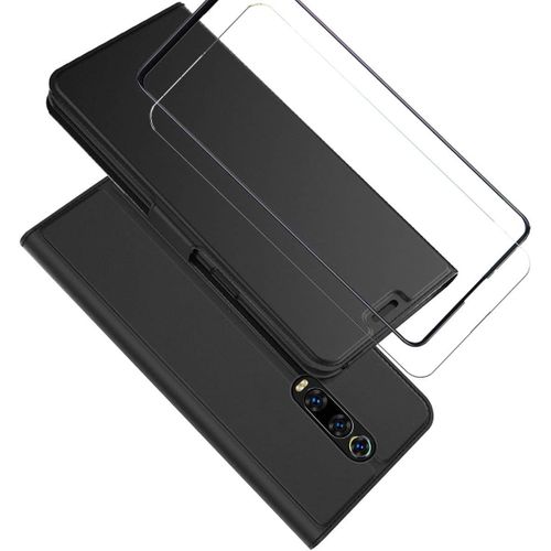 Étui Housse De Protection Pu Cuir Ultra Mince Avec Aimant Intégré, Support Réglable Et Fente Pour Cartes ¿ Compatible Xiaomi Mi 9t Pro (Noir)