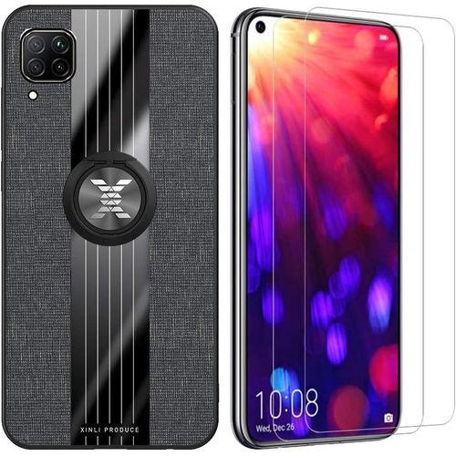 Étui Magnétique Voiture Avec 2 Verres Trempés Pour Huawei Nova 6se/Oneplus 7t - Support Anneau Rotatif 360°, Protection Antichoc Et Anti-Rayures - Noir