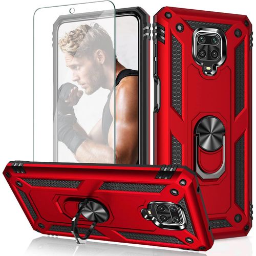 Étui Magnétique Antichoc Militaire Pour Xiaomi Redmi Note 9s/9 Pro/9 Pro Max Avec Support Anneau 360°, Verre Trempé Et Protection Tpu - Confort Prise En Main Anti-Glissement