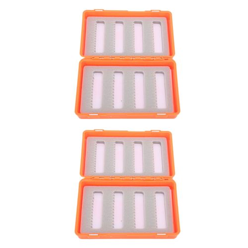 Lot De 2 Boites De Rangement En Plastique Orange Pour Hamecons Et Accessoires De Peche A La Mouche