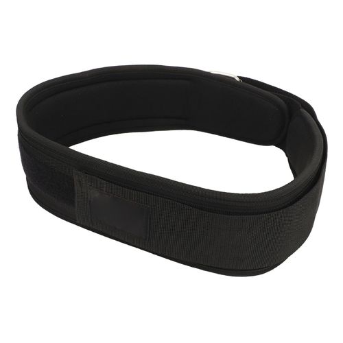 Ceinture D'halterophilie Noire En Nylon Solide Et Confortable Avec Boucle En Metal Et Crochet Et Boucle Reglables