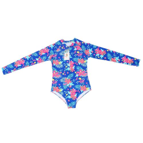 Maillot De Bain Une Piece Pour Fille, Manches Longues, Imprime Floral, Respirant, Pour La Plage Et L'ete
