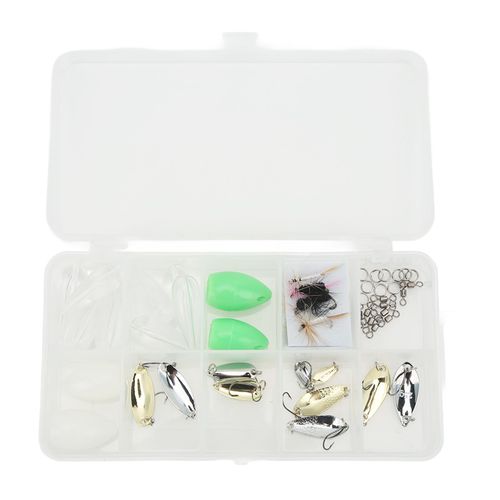 Kit De Leurres De Peche A La Mouche En Plastique, Paillettes En Acier Inoxydable, Hamecons A Mouche, Lanceur Assiste, Accessoires De Peche