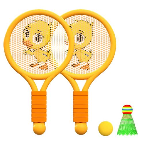 Raquette De Badminton Legere Pour Enfants De 3 A 7 Ans, Ensemble De Jouets Pour Garcons Et Filles, Interieur Et Exterieur, Motif Canard Orange
