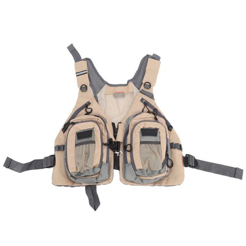 Gilet De Peche A La Mouche Multi-Poches, Confortable, Respirant, Reglable, Portable, Bandes Reflechissantes, Pour Homme Et Femme, Beige