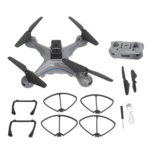 Drone Rc Ky102 Gris Quadricoptere Jouet Flux Optique Volant Evitement D'obstacles Batterie 1800mah Mini Drone Pour 14 Ans Et Plus Sans Camera