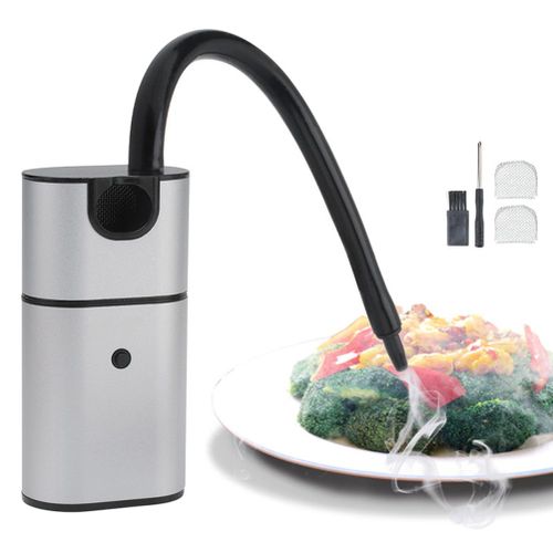 Machine a fumer portable Barbecue Fumoir pour aliments froids Infuseur de fumee Fromages Saumon Saucisse Viande Fumoir a cocktails
