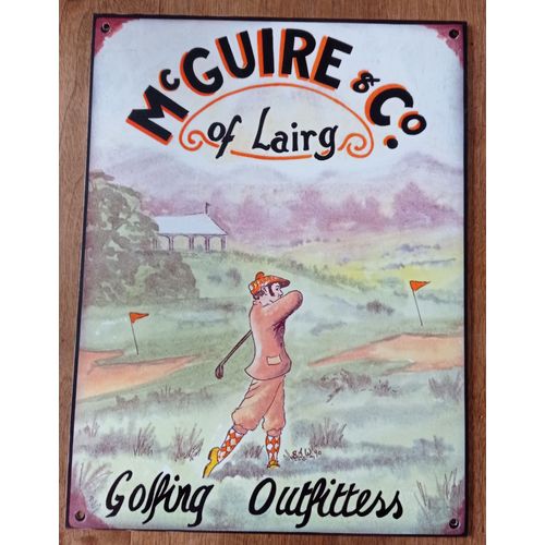 Golf  Plaque En  Tole Peinte