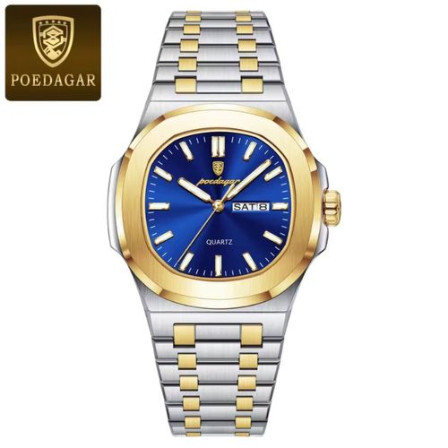 Poedagar-Montre Militaire De Luxe Pour Homme, Accessoire Carré, Étanche, Avec Date Et Semaine, En Acier Inoxydable, À Quartz, Avec Boîte