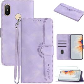 Étui Portefeuille En Cuir Pu Pour Xiaomi Redmi S2 Avec 3 Fentes Cartes, Support Réglable, 2 Protections Écran Et Fermoir Magnétique - Violet