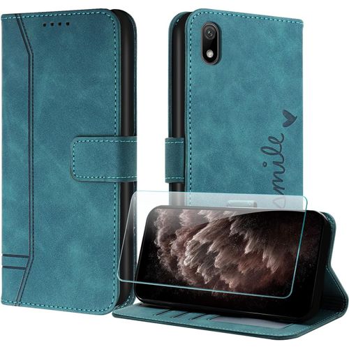 Étui Portefeuille Magnétique Pour Huawei Y5 2019/Honor 8s 2019-2020/Play 3e Avec Protection Écran, 3 Emplacements Cartes, Support Réglable En Cuir Pu - Vert