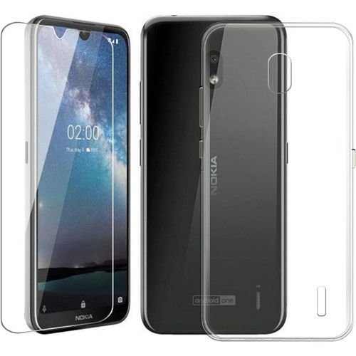 Étui Silicone Transparent Et Verre Trempé 9h Pour Nokia 2.2 - Coque Anti-Chocs Avec Protection Écran Anti-Traces Digitales