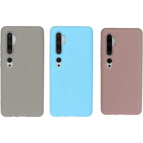 Étui Silicone Ultra Mince Pour Xiaomi Mi Note 10 - Protection Antichoc, Léger Avec Prise Ergonomique - Gris, Bleu, Rose