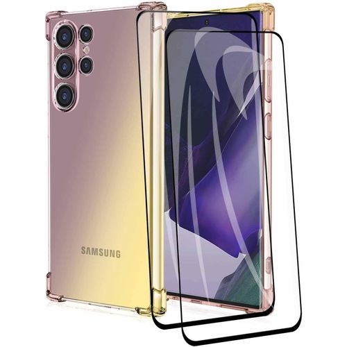 Étui Transparent Ultra Mince Pour Samsung Galaxy S23 Ultra 5g - Tpu Souple Anti-Choc Avec Bords Renforcés, Découpes Précises Et Protection Caméra - Dégradé Noir/Or