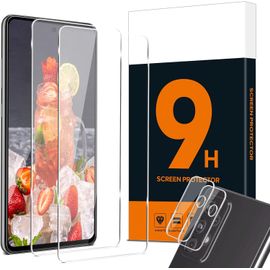 Film De Protection D'écran Verre Trempé 9h 2+2 Pièces Pour Samsung Galaxy A52 5g/A52s 5g - Bord Arrondi 25d Antitraces, Antirayures Hd