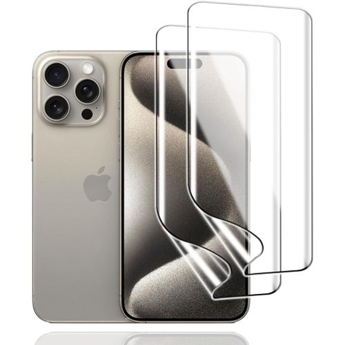 Film De Protection Écran Hydrogel Tpu Iphone 15 Pro Max 2pcs - Hd Transparent Auto-Cicatrisant Anti-Rayures, Revêtement Anti-Traces Installation Facile