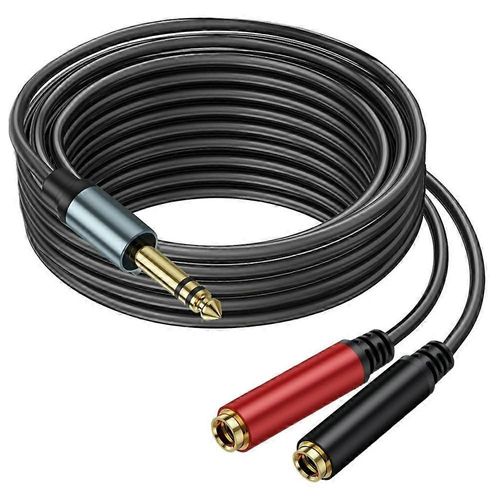 Type A 5m 1/4 pouce répartiteur stéréo TRS câble en Y prise stéréo mâle 6,35 mm vers double jack femelle 6,35 mm