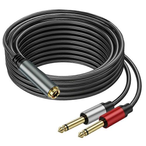Type A 2m 6.35mm TRS Stéréo Femelle vers Double 6.35mm Mâle TS Mono Jack Audio Câble Répartiteur de Haut-parleur