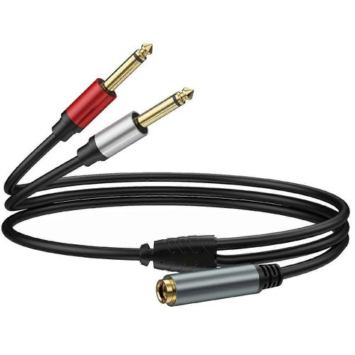 Type A 1m 6.35mm TRS Stéréo Femelle vers Double 6.35mm Mâle TS Mono Jack Audio Câble Répartiteur de Haut-Parleur