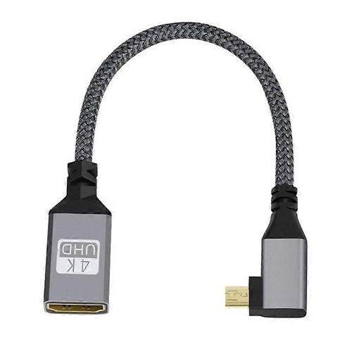 Type A Coude Micro HDMI Mâle vers HDMI Femelle Câble d¿extension 4K HD 20cm Cordon adaptateur