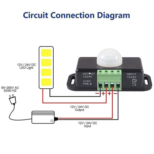 Dc 12v Led Détecteur de mouvement infrarouge Détecteur de mouvement Pir 6a