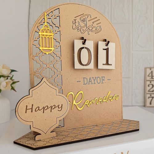 Calendrier de l¿Avent pour le Ramadan - Décorations de Ramadan en bois pour la maison Compte à rebours du Ramadan 2024-30 jours