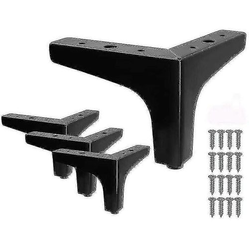 Ensemble De 4 Pieds De Lit Triangle En Métal Noir Diy Furniture Sofa Legs - 10cm